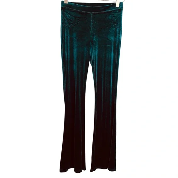 American Eagle Green Velvet Flare Leggings - Picture 2 of 9